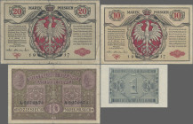 Deutschland - Notgeld: Generalgouvernement Warschau, 10, 20 Marek 9.12.1916 (IV) Generalgouvernement Polen, 100 Zlotych 1939 (6.11.1934), Aufdruck fal...