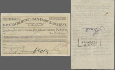 Deutschland - Notgeld - Bayern: Lauingen a. D., Bayerische Hypotheken- und Wechselbank, 2 Mio. Mark, 25.8.1923, Eigenscheck, Nennwert per Schreibmasch...