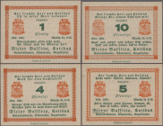 Deutschland - Notgeld - Berlin und Brandenburg: Cottbus, Victor Bassitta, 1, 2, 3, 4, 5, 10 Pf., 1921, 1 und 5 Pf. mit Ausrufezeichen, Rest ohne, Erh....