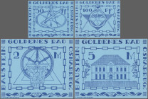 Deutschland - Notgeld - Niedersachsen: Osnabrück, Freimaurerloge ”Goldenes Rad”, 50, 100 Pf., 2, 5 Mark, o. D., Erh. I, total 4 Scheine
 [differenzbe...