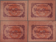 Deutschland - Notgeld - Schleswig-Holstein: Halebüll, Gemeinde, 6 x 50 Pf., 1921, vs. rot, rs. braun, Erh. I, total 6 Scheine
 [differenzbesteuert]
