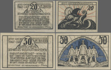 Deutschland - Notgeld - Schleswig-Holstein: Norder-Dithmarschen, Kreis, 25, 50 Pf., o. D., ohne Aufdruck, mit KN, Erh. I, total 2 Scheine
 [differenz...