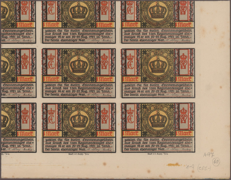 Deutschland - Notgeld - Thüringen: Jena, Verein ehemaliger 94er, 5 x 1 Mark, 20....
