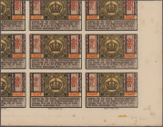 Deutschland - Notgeld - Thüringen: Jena, Verein ehemaliger 94er, 5 x 1 Mark, 20.-22.8.1921, kompletter Druckbogen mit jeweils 6 x 5 Scheinen, davon 4 ...