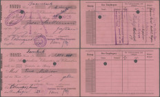 Deutschland - Notgeld - Westfalen: Volmarstein, Sparkasse des Amtes, 1, 2 Mio. Mark, 11.8.1923, handschr. ausgefüllte Eigenschecks auf rosa Papier, en...