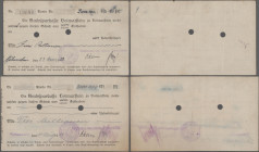 Deutschland - Notgeld - Westfalen: Volmarstein, Sparkasse des Amtes, 3 Mio. Mark, 14.8.1923, 2 Billionen Mark, 23.11.1923, weiße Scheckformulare, hsch...