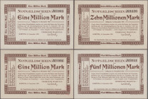 Deutschland - Notgeld - Württemberg: Korntal, Gemeinde, 1 (2), 5 (3), 10 (3) Mio. Mark, mit KN, 12.9.1923, Erh. I, II, total 8 Scheine
 [differenzbes...