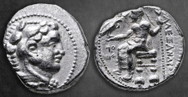 Kings of Macedon. Tyre. Alexander III "the Great" 336-323 BC. Struck under Menes, RY 24 of 'Ozmilk, King of Tyre = 326/5 BC. Tetradrachm AR