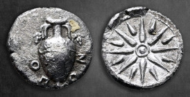 Lokris. Locri Opuntii (Epicnemidii) circa 340-330 BC. Obol AR