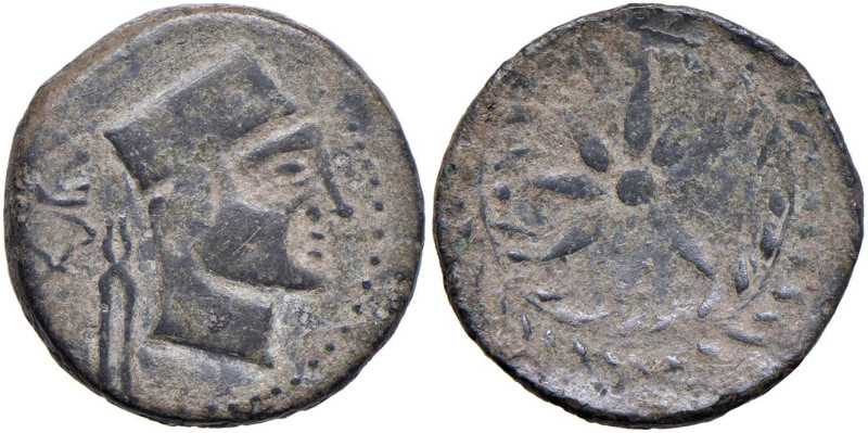 § IBERIA Malaga (circa I sec. a.C.) AE - Testa di Efesto a dx - R/ Stella dentro...