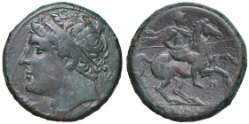 § SICILIA Siracusa Tempo di Gerone II (240-215 a.C.) AE - Testa diademata a sx - R/ Cavaliere a dx - S.Cop. 838; Calciati 195 AE (g 17,77)

Status: ...