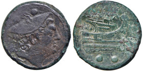 § Anonime Sestante (circa 217-215 a.C.) Testa di Mercurio a dx - R/ Prua a dx, sotto, due globetti - Cr. 38/5 AE (g 23,48) Corrosioni al D/.

Status...