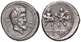 § Tituria L. Titurius (89 a.C.) Denario - Testa di Tazio a dx - R/ Il ratto delle Sabine - B. 2; Cr. 344/1b AG (g 3,73)

Status: BB

Notes: Please...