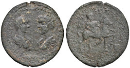 § Settimio Severo per i figli Caracalla e Geta (193-211) AE 40 mm di Stratonicea in Caria - Busti affrontati - R/ Zeus Panamaros a cavallo a dx - S. v...