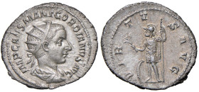 § Gordiano III (238-244) Antoniniano - Busto radiato a dx - R/ Virtus elmata, in abito militare, in piedi a sx - AG (g 4,45)

Status: SPL

Notes: ...