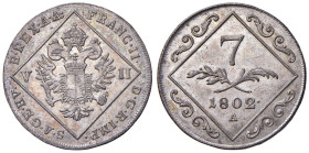 AUSTRIA Francesco II d'Asburgo Lorena (1792-1835) 7 Kreuzer 1802 A - KM 2129 AG (g 4,56)

Status: SPL

Notes: