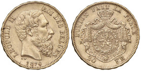 BELGIO Leopoldo II (1865-1909) 20 Francs 1870 - KM 37 AU Colpetto al bordo.

Status: qSPL

Notes: