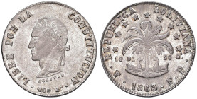 BOLIVIA Repubblica 8 Soles 1863 PTS-FP Potosi - KM 138.6 AG (g 19,91)

Status: SPL+

Notes: