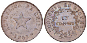 CILE Repubblica Centavo 1851 - KM 119.2 CU (g 10,11) Minimi segnetti al bordo.

Status: qFDC/FDC

Notes: