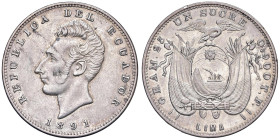 ECUADOR Sucre 1891 Lima - KM 53.3 AG (g 25,00)

Status: qSPL

Notes: