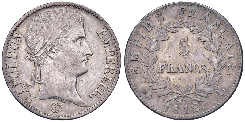 FRANCIA Napoleone I (1804-1815) 5 Franchi 1812 L Bayonne - Gadoury 584 AG (g 24,...