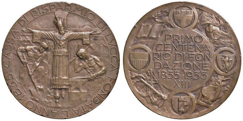 LUCCA Medaglia 1935 An. XIII 100° anniversario della fondazione della Cassa di R...