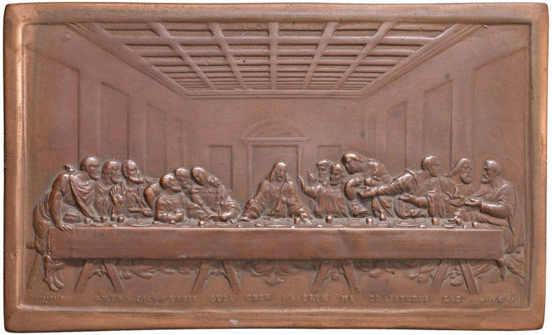 MILANO Placchetta uniface 1825 Ultima Cena, rappresentazione artistica della fam...