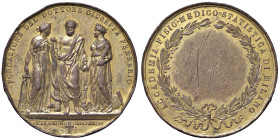 MILANO Medaglia 1844 Accademia Fisio Medico Statistica di Milano, fondazione del Sott. Ferrario - Opus: L. Cossa - Turricchia L.V. 368 - AE dorato (g ...