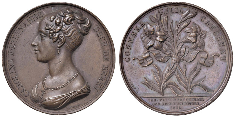 NAPOLI Ferdinando IV di Borbone (1816-1825) Medaglia 1816 Per le nozze di M. Car...