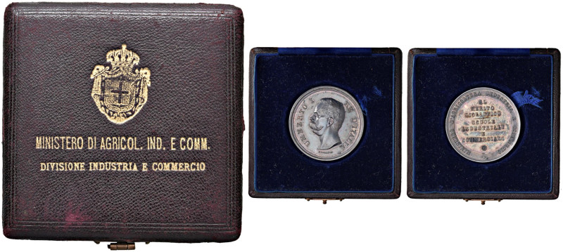 Umberto I (1878-1900) Medaglia al merito scolastico, scuole industriali e commer...