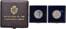 Umberto I (1878-1900) Medaglia al merito scolastico, scuole industriali e commerciali - AG (g 21,94 - 37,50mm) Colpetto al bordo. In scatola.

Statu...