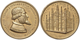 Gian Galeazzo Visconti Duca di Milano (1390-1404) Medaglia 1888 Costruzione del Tempio Massimo, il Duomo di Milano - senza firma - AE dorato (g 57,84 ...