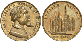 Gian Galeazzo Visconti Duca di Milano (1390-1404) Medaglia 1888 Costruzione del Tempio Massimo, il Duomo di Milano - senza firma - AE dorato (g 15,25 ...