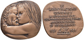 REPUBBLICA ITALIANA Medaglia 1981 Centocinquantesimo Anniversario di fondazione delle Assicurazioni Generali - Opus: E. Greco, emissione degli stabili...