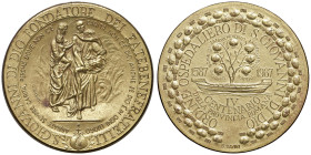 REPUBBLICA ITALIANA Medaglia 1987 IV Centenario dell'Ordine Ospedaliero di S. Giovanni di Dio 1587-1987 - Opus: S. Savini - AE dorato (g 140,00- Ø 70,...
