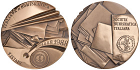 REPUBBLICA ITALIANA Medaglia 1988 Centenario della rivista italiana di numismatica 1888-1988 - emissione degli Stabilimenti Johnson di Milano - AE dor...