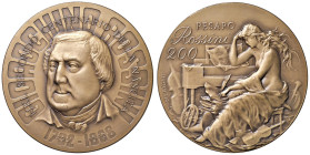 Gioachino Rossini (1792-1868) Medaglia 1992 Pesaro 200° Anniversario della Nascita del Compositore - Opus: G. Merighi - AE (g 114,32 - Ø 60 mm)

Sta...