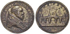 Sisto V (1585-1590) Medaglia 1589 Costruzione del Ponte Felice sul Tevere - Opus: Niccolò de Bonis - Modesti CNORP IV 869 AE (g 35,22 - Ø 44,32 mm) R ...