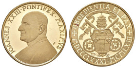 Giovanni XXIII Medaglia 1963, per il compleanno del Pontefice - Opus: FF AU (g 3,63) Lievi segnetti.

Status: PROOF

Notes: