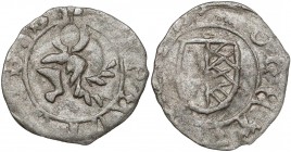 Ks. Opawskie, Przemek I (1377-1433) Halerz Opawa - hełm/tarcza - RZADKI R5