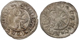 Ks. Raciborskie, Mikołaj VI i Wacław III (1428-1456) Halerz Racibórz - hełm/herb R4