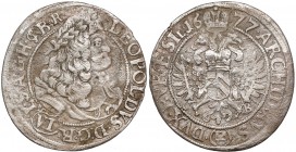 Śląsk, Leopold I, Brzeg, 6 krajcarów 1677 CB - z herbem - RZADKIE R4
