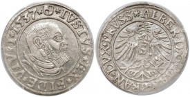 Prusy, Albrecht Hohenzollern, Grosz Królewiec 1537 - PCGS AU58