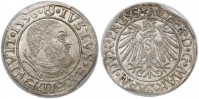 Prusy, Albrecht Hohenzollern, Grosz Królewiec 1538 - PCGS MS62