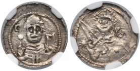 Władysław II Wygnaniec, Denar - Książę i Biskup - NGC AU55