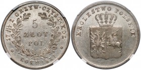 Powstanie Listopadowe, 5 złotych 1831 KG - NGC AU53