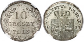Powstanie Listopadowe, 10 groszy 1831 KG - proste - NGC MS65