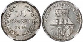 Wolne Miasto Kraków, 10 groszy 1835 - NGC MS63