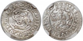 Zygmunt III Waza, Szeląg Ryga 1599/8 - przebitka - NGC MS64