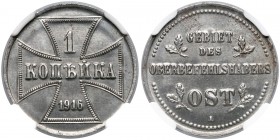 Ober-Ost. 1 kopiejka 1916-A, Berlin - NGC MS65 (MAX i jedyna) MAX